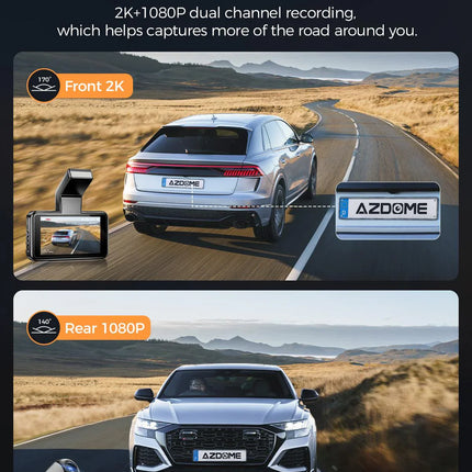 AZDOME M17 Pro 3.0 Inch  Time Lapse Front and Rear 1080p Dual Lens Car Dashboard Camera App Control Car Camera