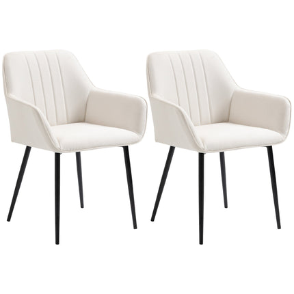 Robbie Modern Dining Chairs Set of 2 with Armrest-Beige
