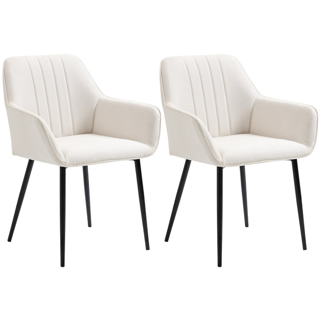 Robbie Modern Dining Chairs Set of 2 with Armrest-Beige