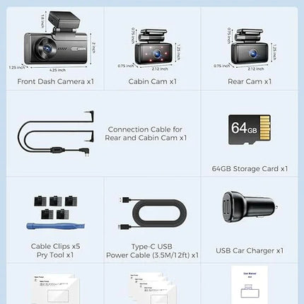AZDOME M580 3CH 5K Dash Cam