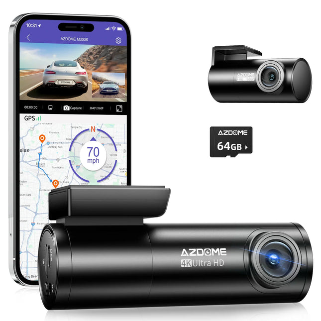 AZDOME M300S 2CH 4K Front Rear Dash Cam