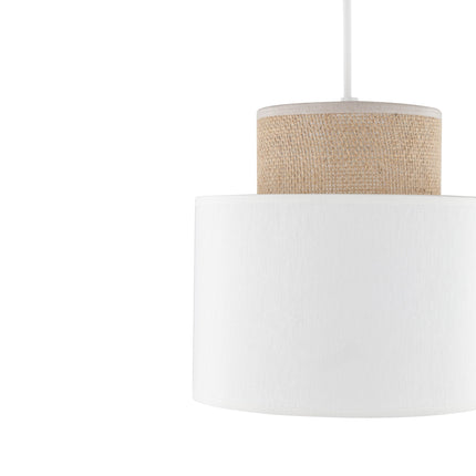DUO White Jute Natural Pendant Light