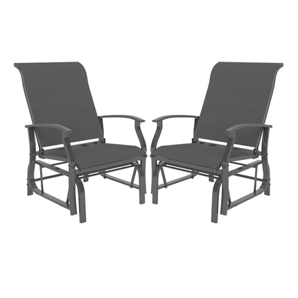 Outdoor Glider Chairs Set of 2 with Ergonomic Backrest and Seat-Beige