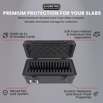 EVORETRO Aluminum Graded Card Storage Case 15-Slot | Black