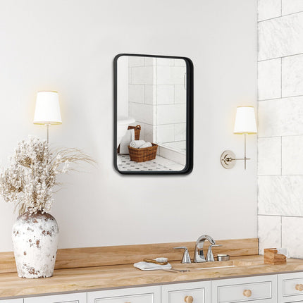Rectangular Wall Mount Bathroom Mirror with Solid Steel Frame-M