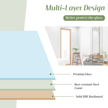 Rectangular Wall Mount Bathroom Mirror with Solid Steel Frame-M