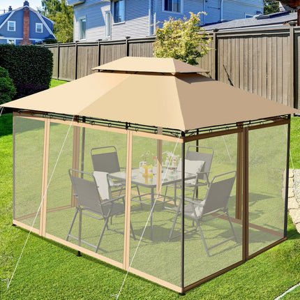 10 Feet x 13 Feet Tent Canopy Shelter with Removable Netting Sidewall-Beige