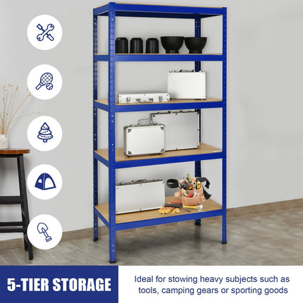 71 inch Heavy Duty Steel Adjustable 5 Level Storage Shelves-Black