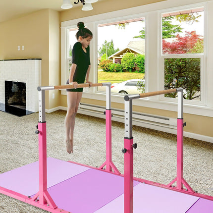Kids Double Horizontal Bars Gymnastic Training Parallel Bars Adjustable-Blue