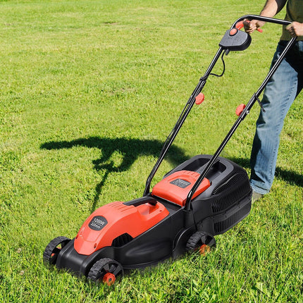 13 Inch Electric Push Lawn Corded Mower with Grass Bag-Green