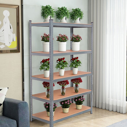 71 inch Heavy Duty Steel Adjustable 5 Level Storage Shelves-Black