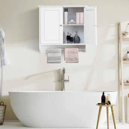 Wall Mounted Bathroom Storage Medicine Cabinet with Towel Bar-Brown