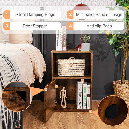 Set of 2 Nightstands Side End Table for Living Room-Black