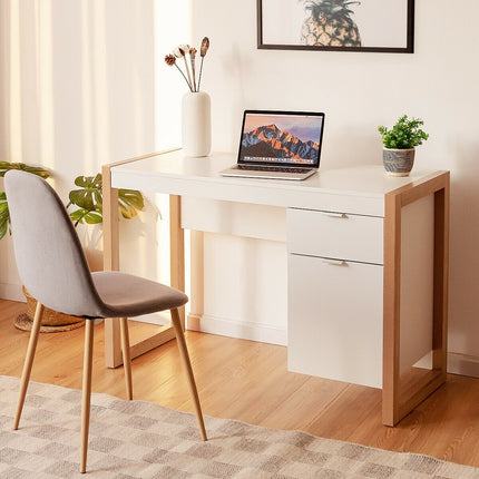 Modern Computer Desk Writing Workstation with Cabinet and Drawer-Black