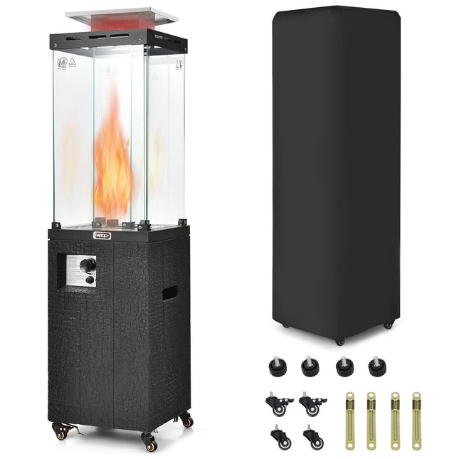 41 000 BTU Propane Patio Heater with Lockable Wheels-Black