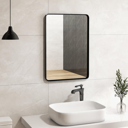 Rectangular Wall Mount Bathroom Mirror with Solid Steel Frame-M