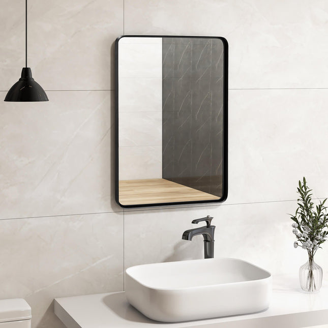Rectangular Wall Mount Bathroom Mirror with Solid Steel Frame-M