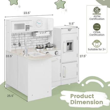 Kids Kitchen Playset Conor Kitchen Toy with Realistic Microwave and Oven Stove-Black & White