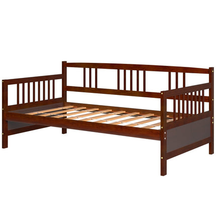 Twin Size Wooden Slats Daybed Bed with Rails-Gray