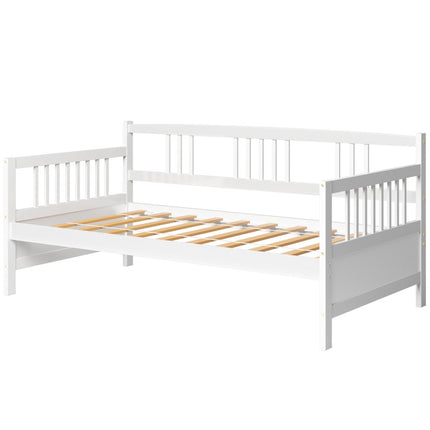 Twin Size Wooden Slats Daybed Bed with Rails-Gray