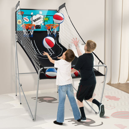 Dual Shot Basketball Arcade Game with 8 Game Modes and 4 Balls-Blue