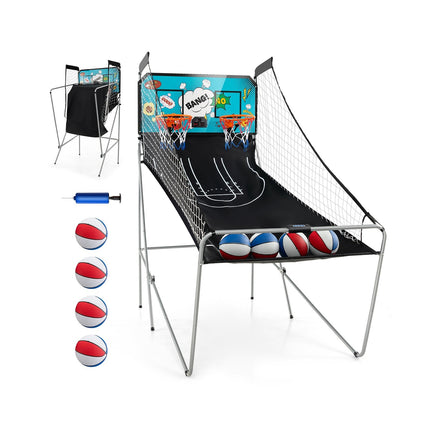 Dual Shot Basketball Arcade Game with 8 Game Modes and 4 Balls-Blue