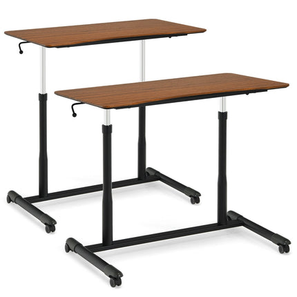 Height Adjustable Computer Desk Sit to Stand Rolling Notebook Table -Black