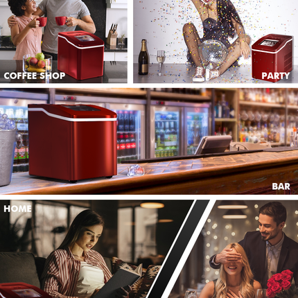 26lbs/24h Portable Countertop Ice Maker Machine with Scoop 9 Ice Cubes Ready in 8 minutes-Black