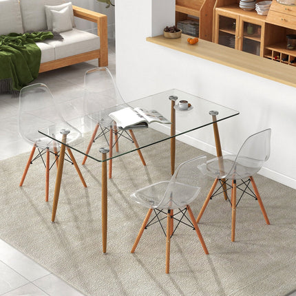 5 Pieces Rectangle Dining Table Set with 51 Inch Glass Tabletop-Gray
