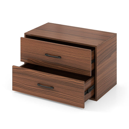 2-Drawer Stackable Horizontal Storage Cabinet Dresser Chest with Handles-Black