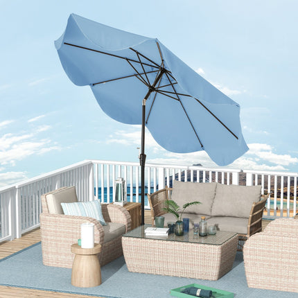 9 FT Patio Umbrella with Crank Handle and Push Button Tilt-Beige