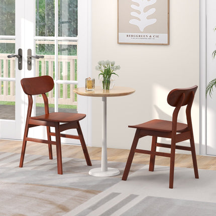 Set of 2 Modern Dining Chairs with Curved Backrest and Seat-Natural