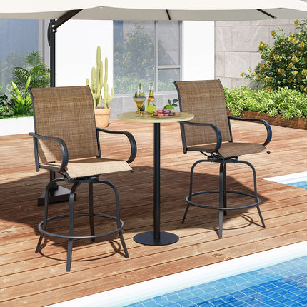 2 Pieces 360 Rotating Bar Stool Set with Armrests for Patio-Black