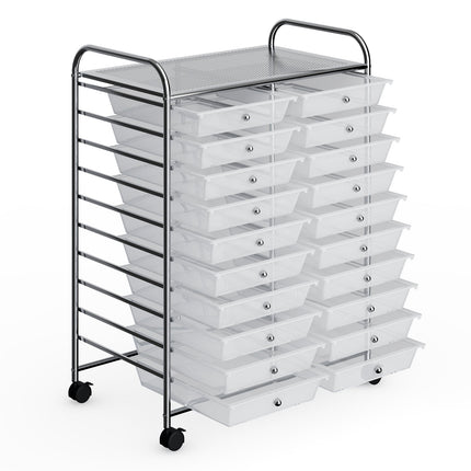 20 Drawers Rolling Storage Cart Studio Organizer-Beige
