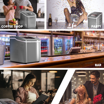 26lbs/24h Portable Countertop Ice Maker Machine with Scoop 9 Ice Cubes Ready in 8 minutes-Black