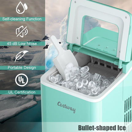 26lbs/24h Portable Countertop Ice Maker Machine with Scoop 9 Ice Cubes Ready in 8 minutes-Black