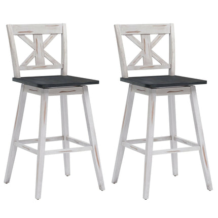 Set of 2 360-Degree Swivel Bar Stools for Home Restaurant-Black