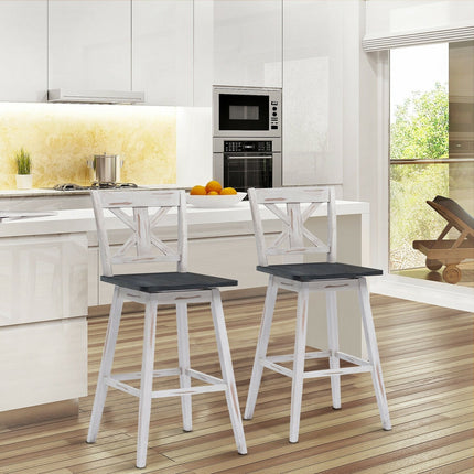 Set of 2 360-Degree Swivel Bar Stools for Home Restaurant-Black