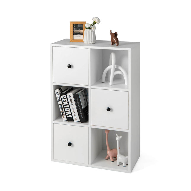 3-Tier Bookshelf with Anti-toppling Device for Living Room-Brown