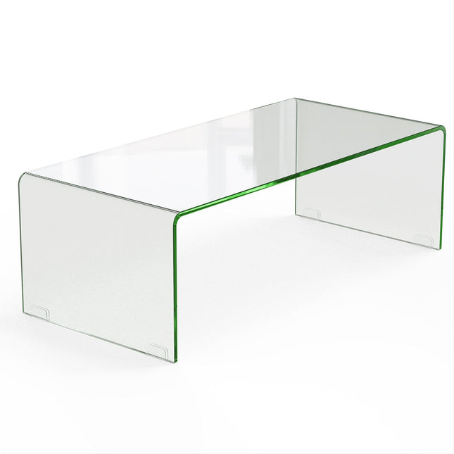 42 x 19.7 Inch Clear Tempered Glass Coffee Table with Rounded Edges-Transparent