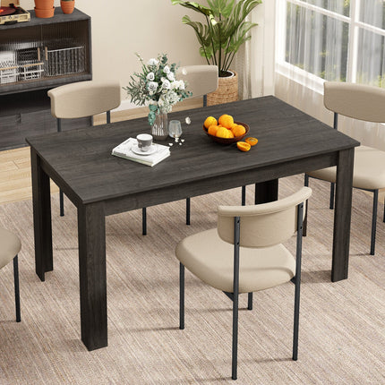 63 Inch Rectangular Modern Dining Kitchen Table for 6 People-Black