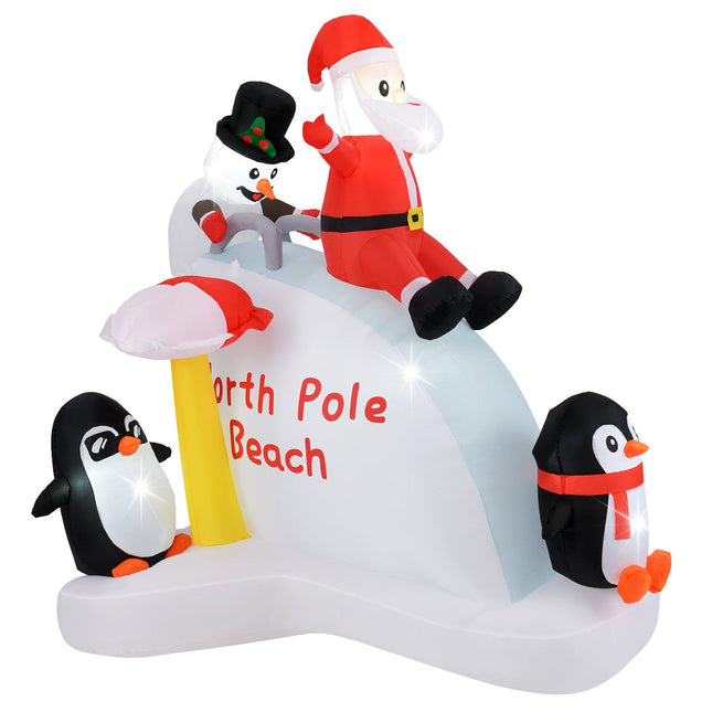 6 Feet Christmas Inflatable with Blow up Penguins and Santa Decoration