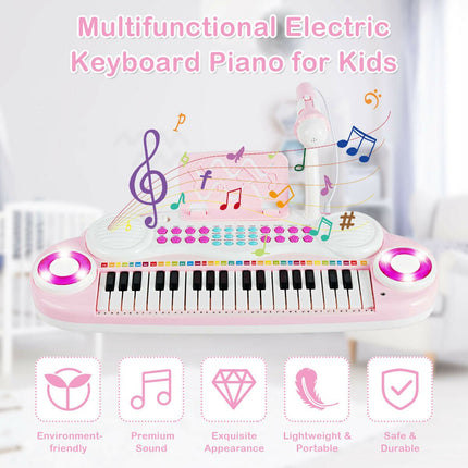 Multifunctional 37 Electric Keyboard Piano with Microphone-Blue