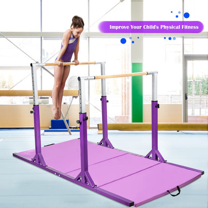 Kids Double Horizontal Bars Gymnastic Training Parallel Bars Adjustable-Blue