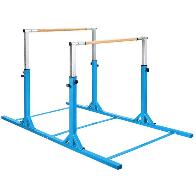 Kids Double Horizontal Bars Gymnastic Training Parallel Bars Adjustable-Blue