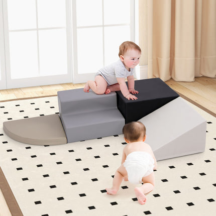 4-Piece Climb and Crawl Foam Block Play Set for Infant Baby-Black