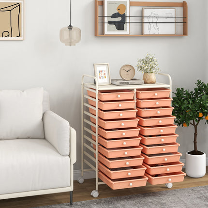 20 Drawers Rolling Storage Cart Studio Organizer-Beige