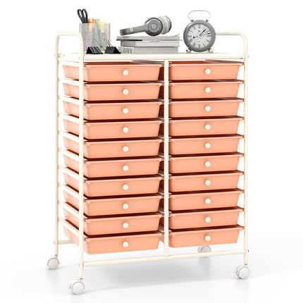 20 Drawers Rolling Storage Cart Studio Organizer-Beige