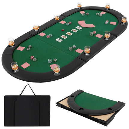 Portable 84 x 42 Inch 10-Player Foldable Padded Poker Table Top-Blue