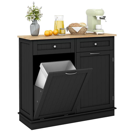 Kitchen Tilt Out Trash Cabinet with 2 Drawers and Adjustable Shelf-Black